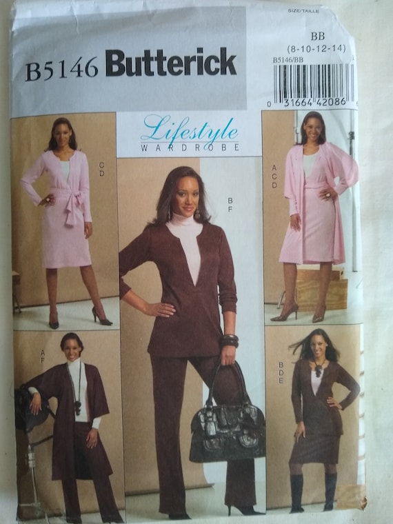 Separates Knit Jacket Top Tank Pants Skirt 5416 Butterick Pull-on