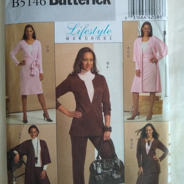 Separates Knit Jacket Top Tank Pants Skirt #5416 Butterick pull-on Pants long duster Jacket pull-on Skirt sewing Pattern,