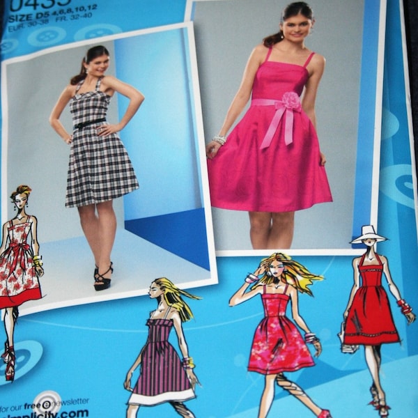 reduced! Simplicity Dresses #2176 sz 4-12 sewing Pattern fitted strappy dress flared gathered dirndl halter