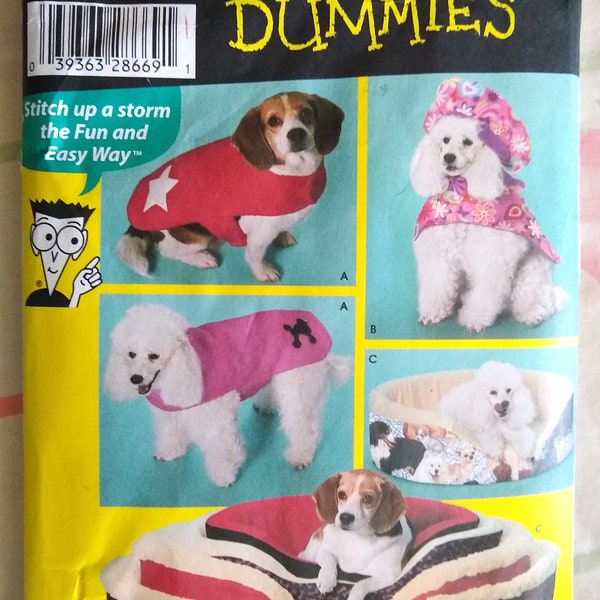 Sewing for Dummies Pet Bed Cover, Coat Pattern #4793 Simplicity pet accessories, pet bed protector, coat, hat