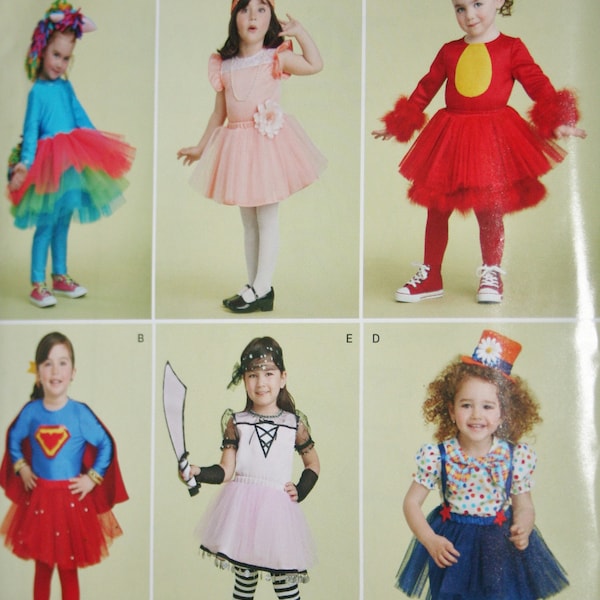 reduced! Girl Costume Pattern sz 1/2-4 #1302 Simplicity S0796 Child's Toddler Clown Super girl Angry bird Flapper Pirate pretend