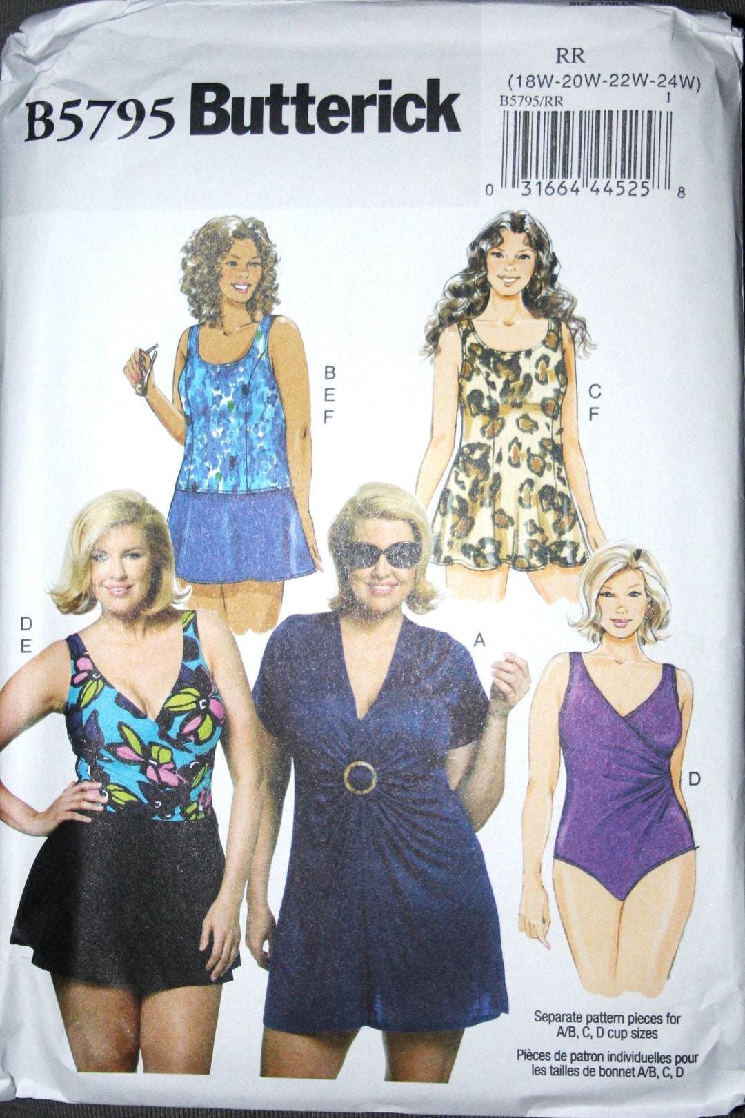 Plus Size Swimwear Pattern Buttrk 5795 Sz 18W24E or 26W32W Etsy