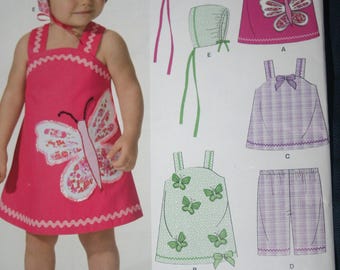 Girl Infant Dress New Look #6955  or Top sleeveless sz NB-L New Look  sewing Pattern Dress Top Shorts