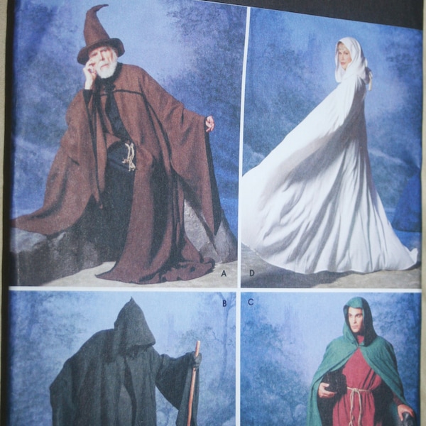 Unisex Cape Costume pattern sz XS-XL; #1582 or 9887 Simplicity sewing Pattern, Costume Cape, Cloak, Tunic, pointy hat