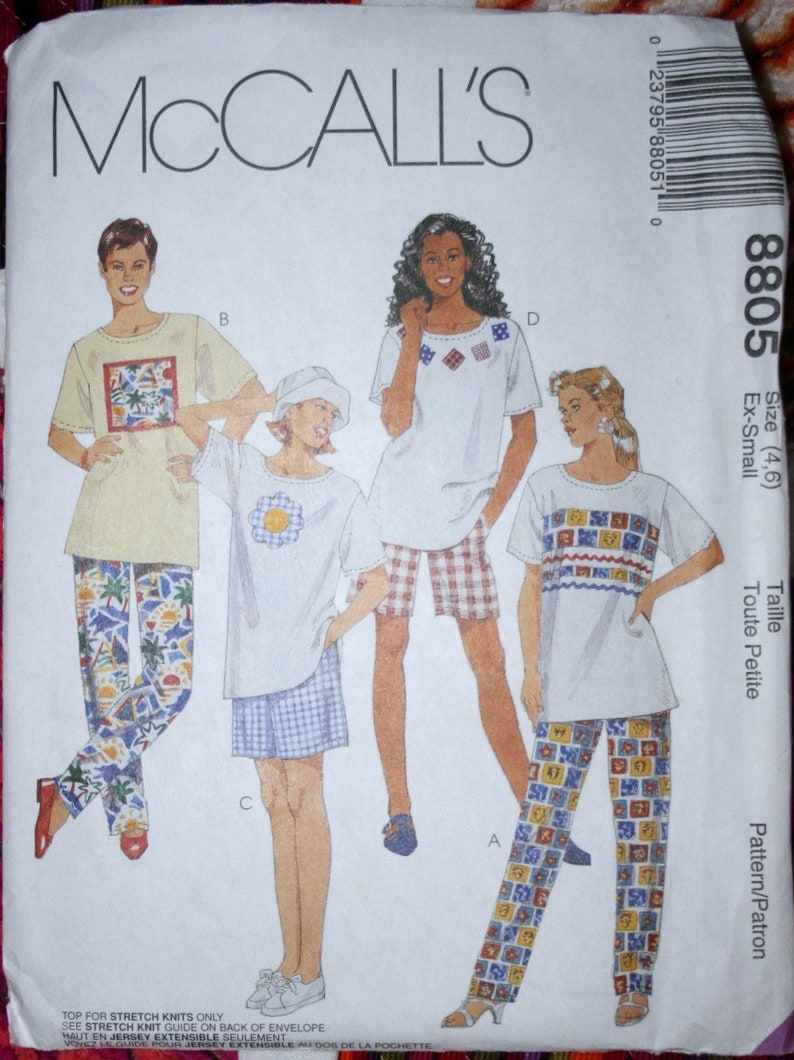 Vintage 8805 Mccalls Pattern, Sz 46, Big Tshirt Top Straight Pullon