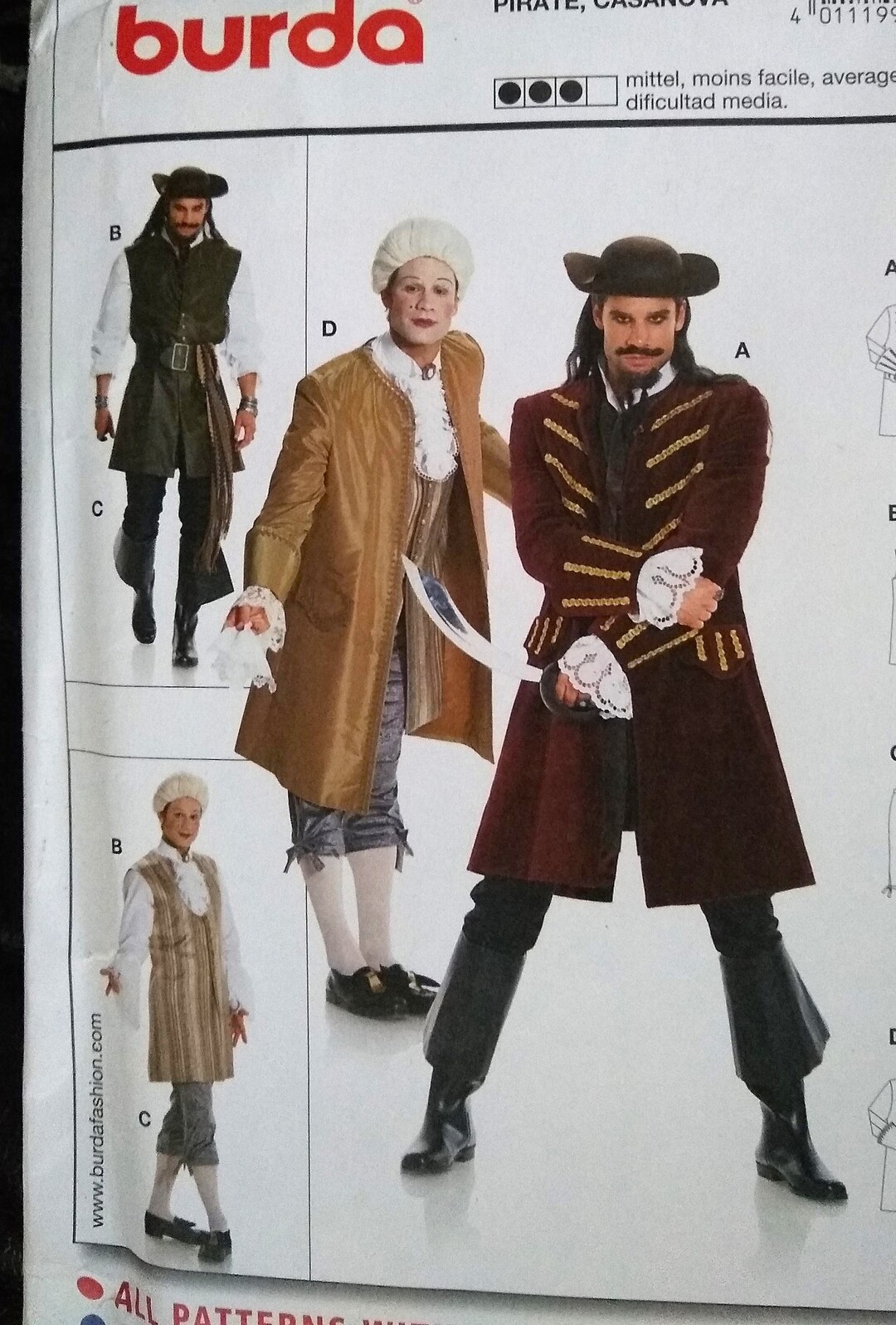 Men's Costume Pattern Burda 2359 Swashbuckler Sword Fighter, High Court