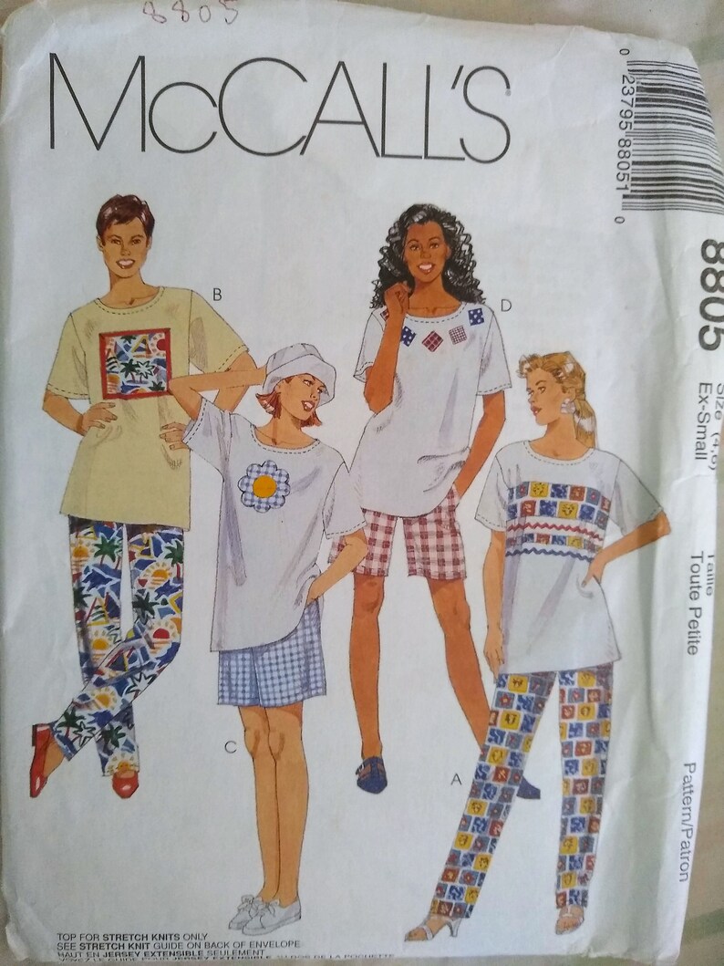Vintage 8805 Mccalls Pattern, Sz 46, Big Tshirt Top Straight Pullon