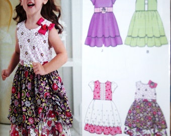 reduced! Toddler's Dress, sz 1/2-4, #6277 or 0994 New Look sewing pattern, Little girl's Summer Dress with Apron, Ruffle Short sleeve Sweet