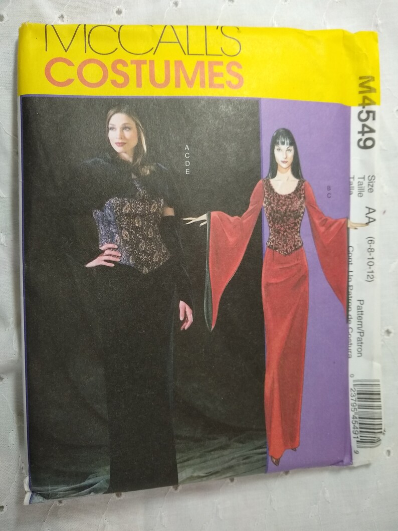 Gothic Costume pattern sz 612 1016 1420 McCalls sewing Etsy