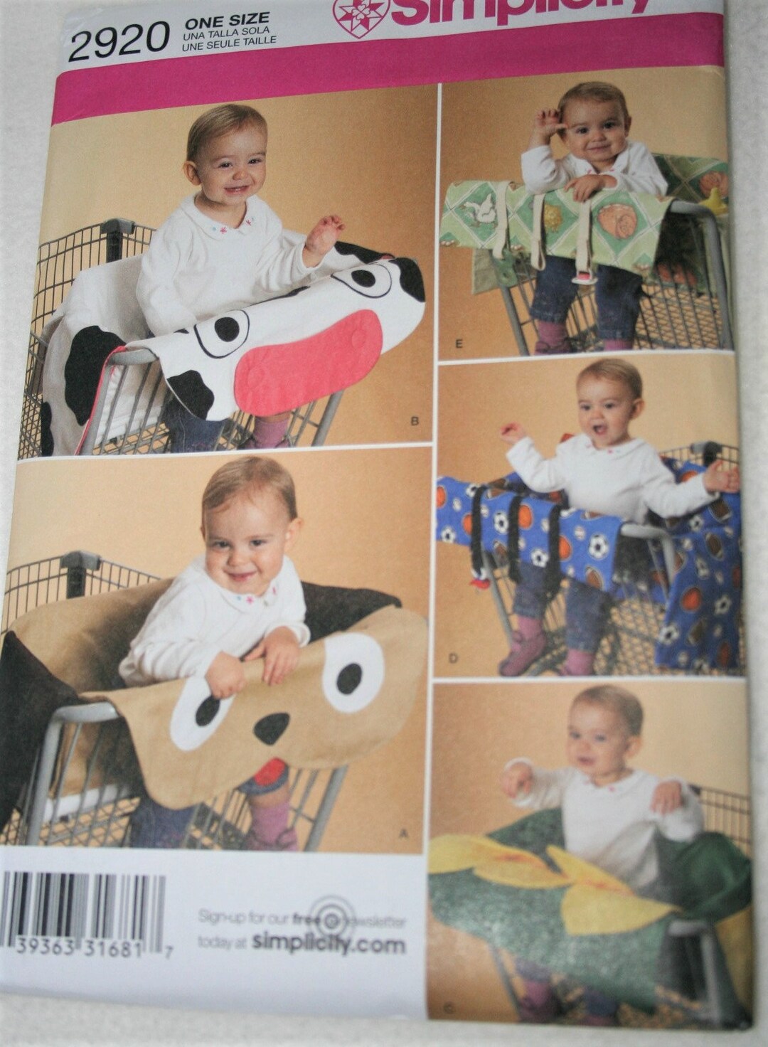 Reduced Baby Accessories Sewing Pattern 2920 Simplicity, Infant Toddler ...