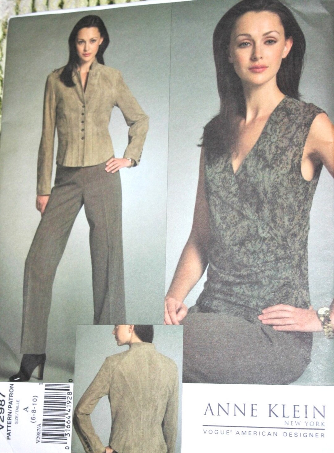 Designer Jackets Vogue 2987 Pattern Sz 610 Anne Klein Lined Jacket