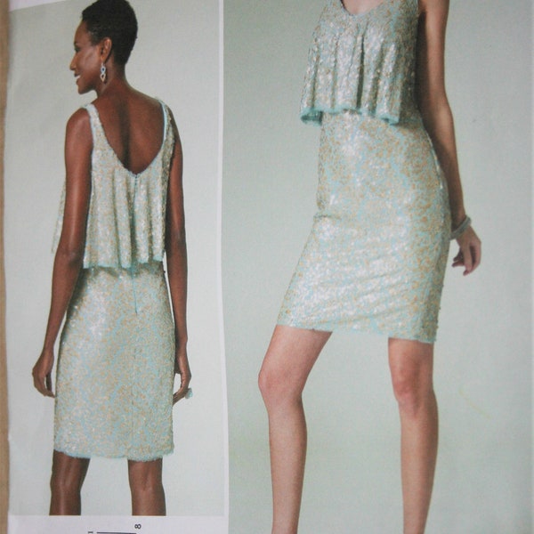 reduced! Badgley Mischka Dress Pattern #1288, sz 4-12, Vogue sewing Pattern, EASY blousey fitted dress