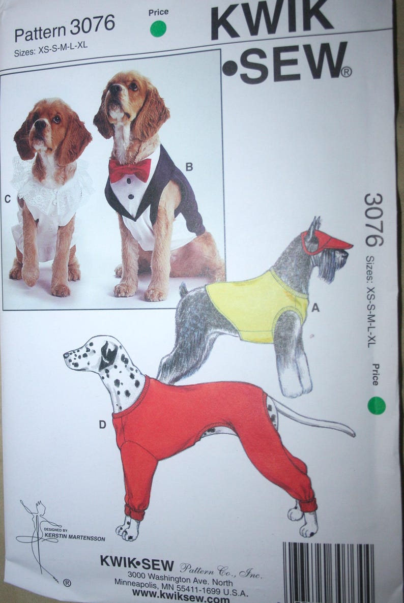Pet Coat Costume Pattern Kwik Sew 3076 Pet Coats Jumpsuit and Hat Etsy