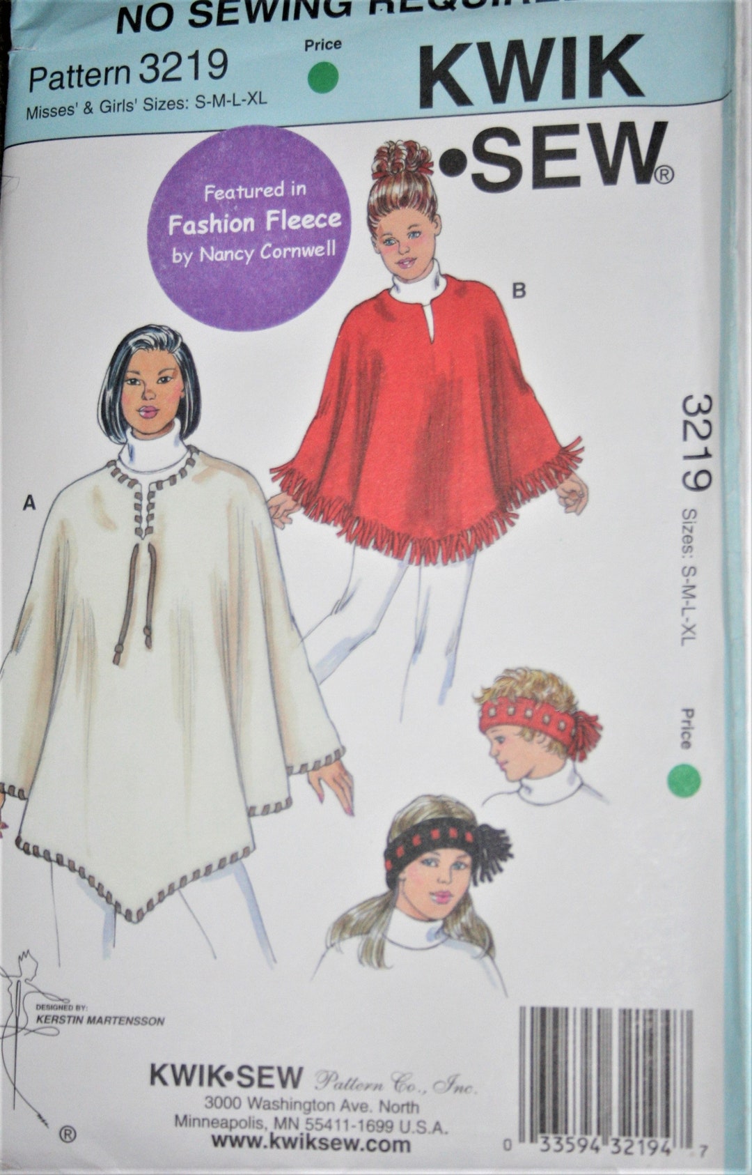 EASY Choose a Poncho Pattern Sewing Kwik Sew 3219 3458 3173 - Etsy