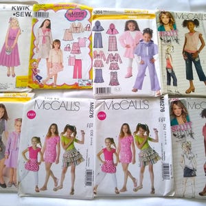 Kid Patterns Girl's Toddler Big girls sizes 2-14 (check each), McCall Simplicity Kwik Sew sewing pattern Dresses Jackets Tops Skirts Pants