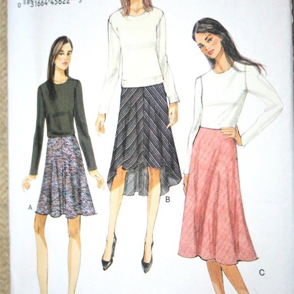 Vogue Skirt Pattern #9030 sz 6-14 or 14-22 flared bias Skirt hi-lo hem raised waist