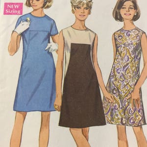 1960s A-Line Dress Sewing Pattern: Simplicity 7535 Junior Size 9
