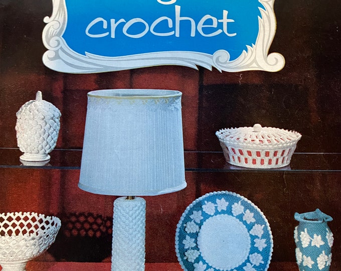 Lily design book no 78 Large lamp Basket Crochet Mercerized Cotton Thread Crochet Instruction Pattern Booklet 1950s Milk Glass Crochet