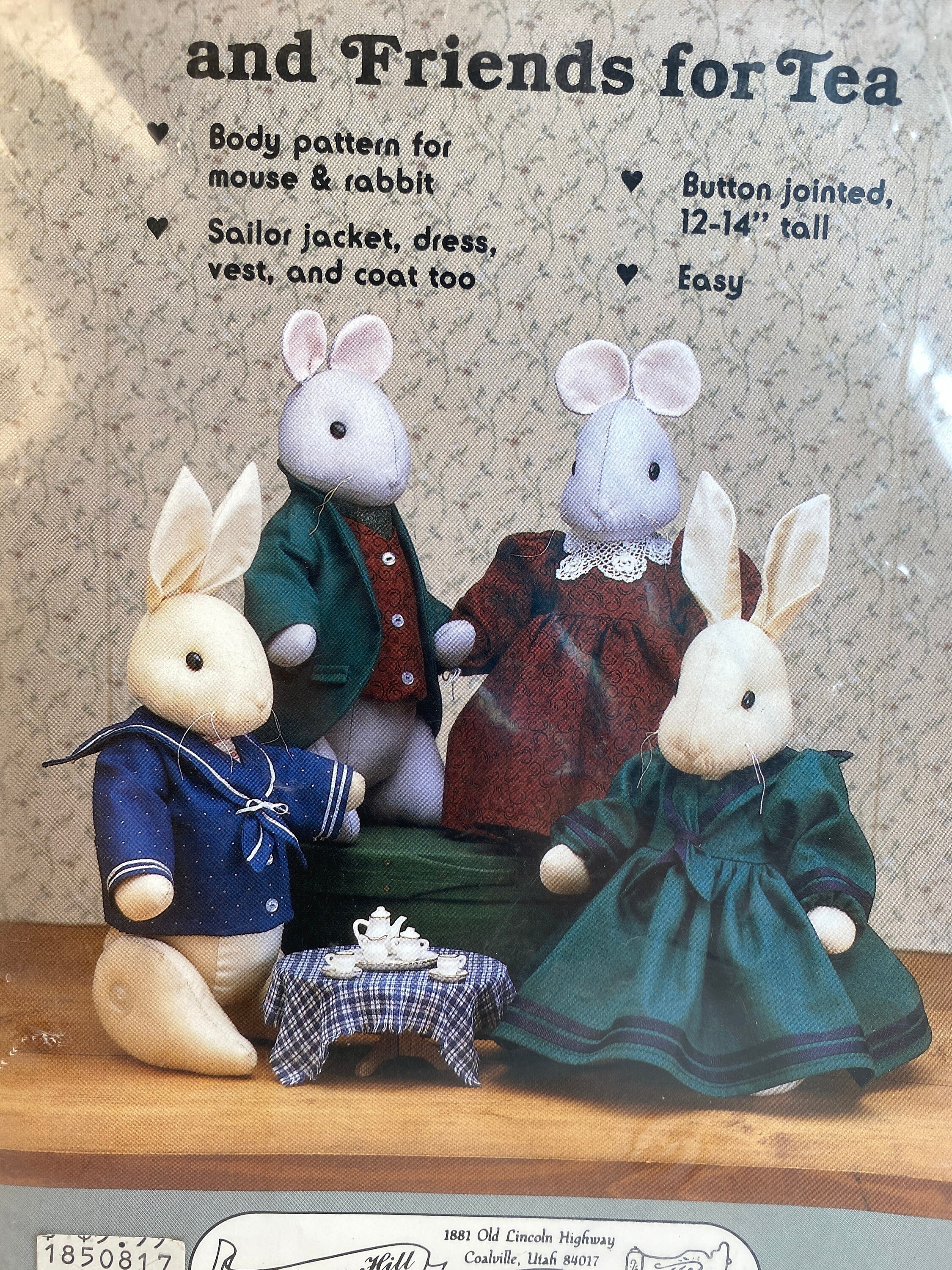 4 NEW Stuffed Animal Sewing Patterns Rabbits Owl Mouse Bunny + Cat