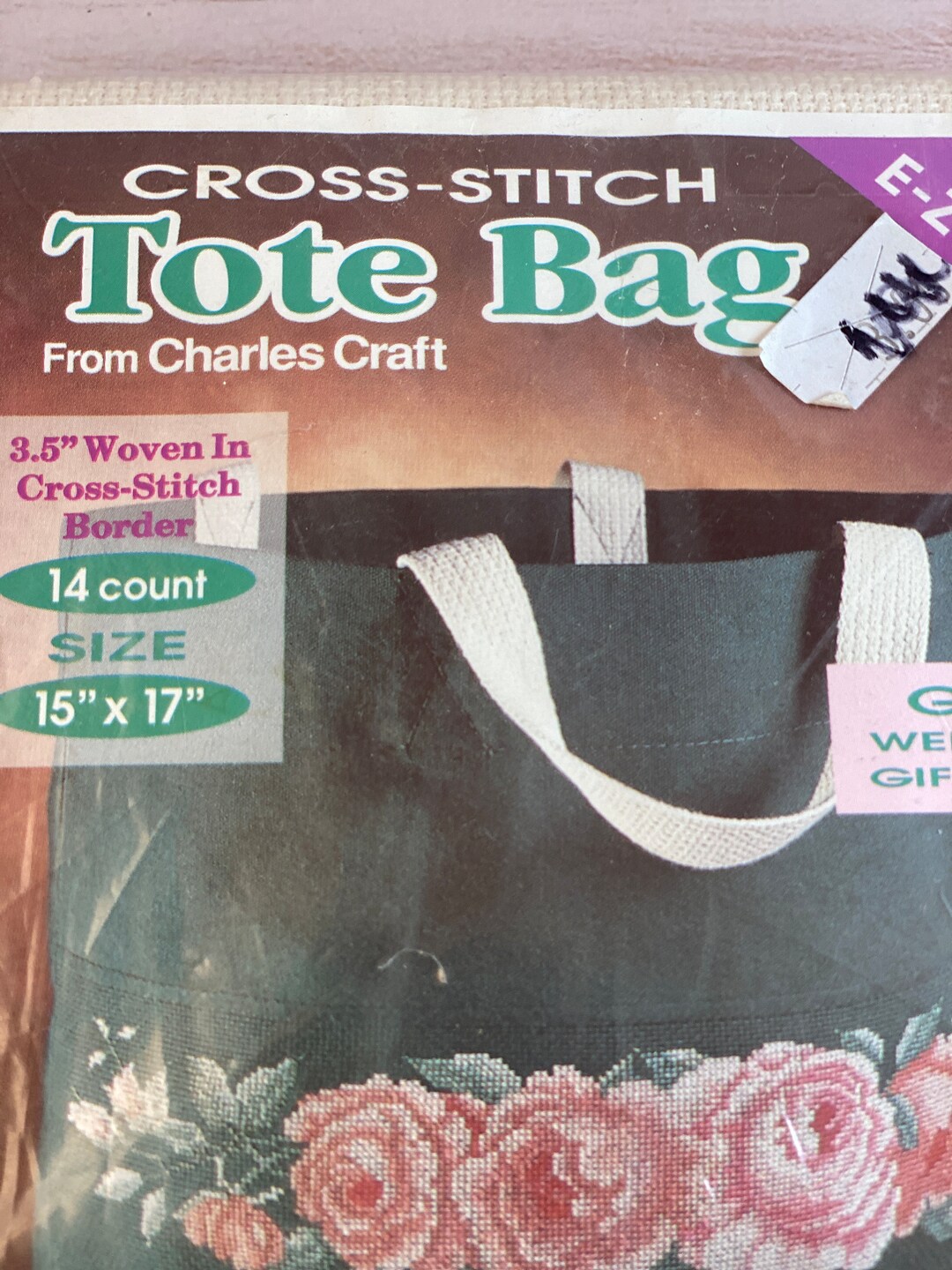 Cross Stitch Tote Bag, Ready to Stitch, Quick Ez Stitch, 15 X 17 Canvas