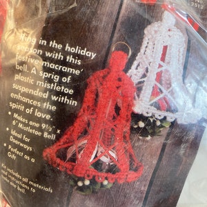 Christmas Macramé Bells Kit, Fiber Craft, Macramé Mistletoe Kiss Bell Kit 2512