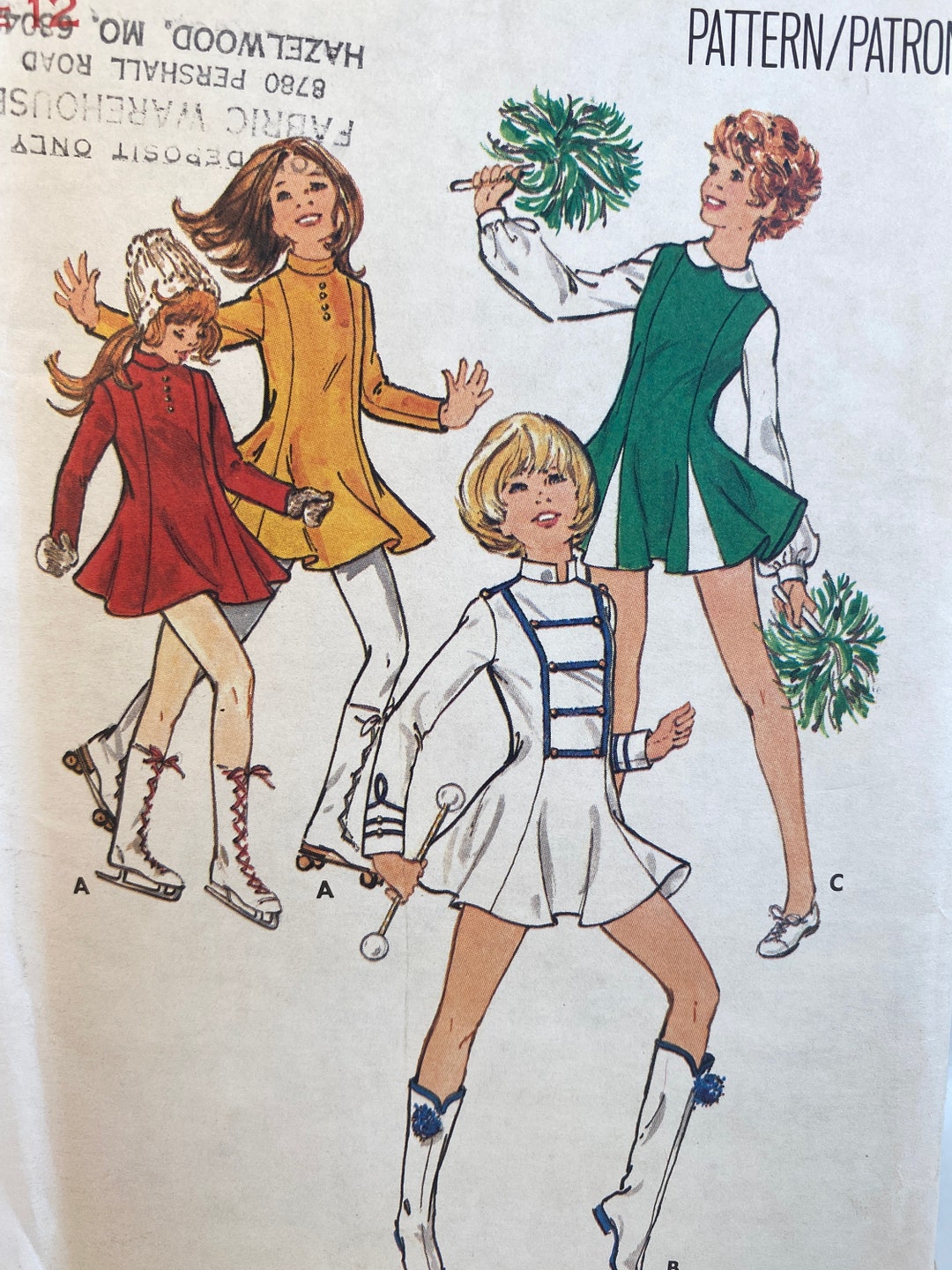 Girls Cheerleading Dress Costume, Butterick 4936, Sewing Pattern, Ice ...
