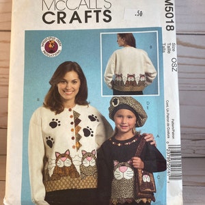 Kitty Applique Sewing Pattern: McCall&#39;s 5018 Beret, Purse, Pin