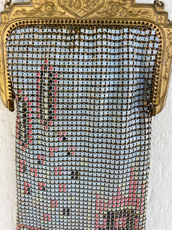 Vintage 20s  Art Nouveau Metal Mesh Purse, Cream … - image 9