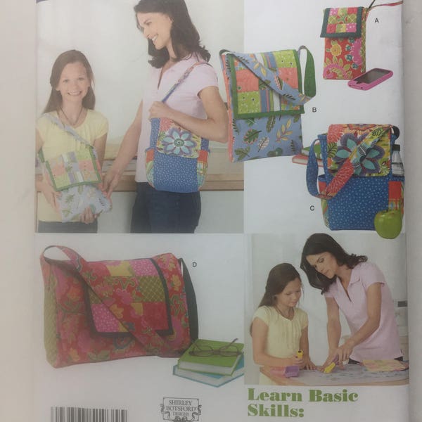 Patchwork Quilted Bags, Simplicity 1935, A Kids Learn to Sewing Pattern,Duffel Bag Tote, Large Tote, Beach Tote, Girl's Tote Bag,Medium Tote