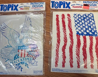 Topix, easy Iron On Patriotic Transfer, Paint, T Shirt, Eagle with flag Peace Keeper Transfer