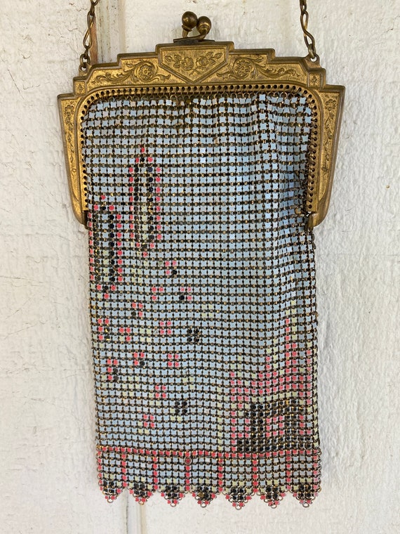 Vintage 20s  Art Nouveau Metal Mesh Purse, Cream … - image 7