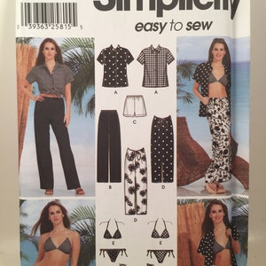 Simplicity 7231 Sewing Pattern: Misses Swimsuit, Sarong, Shorts
