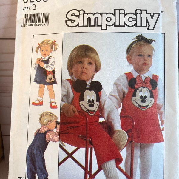 80s Toddler Jumper, Overall, Simplicity 8263, Disney Sewing Pattern, Blouse, Shoulder Bag, Disney Character iron On Patch