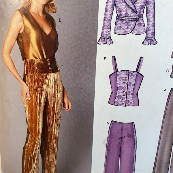 Misses Jacket, New Look 6219, Sewing Pattern, Spaghetti Strap Sleeveless Top, Long Pants, Evening Party Outfit, Camisole, Fitted Vest