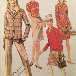 60s Misses Jacket, McCall&#39;s 8642, Sewing Pattern, Breasted Jacket, Fitted Skirt, Straight Pants, Front Buttoned Blouse, Separates Pattern