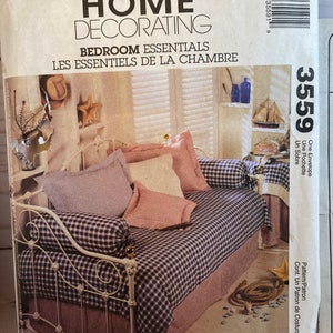 Bedroom Essentials, McCall&#39;s 3559 Home Decorating, Duvet with Pleated Bed skirt, Table cover, Pillow Sham, Bolster PIllow