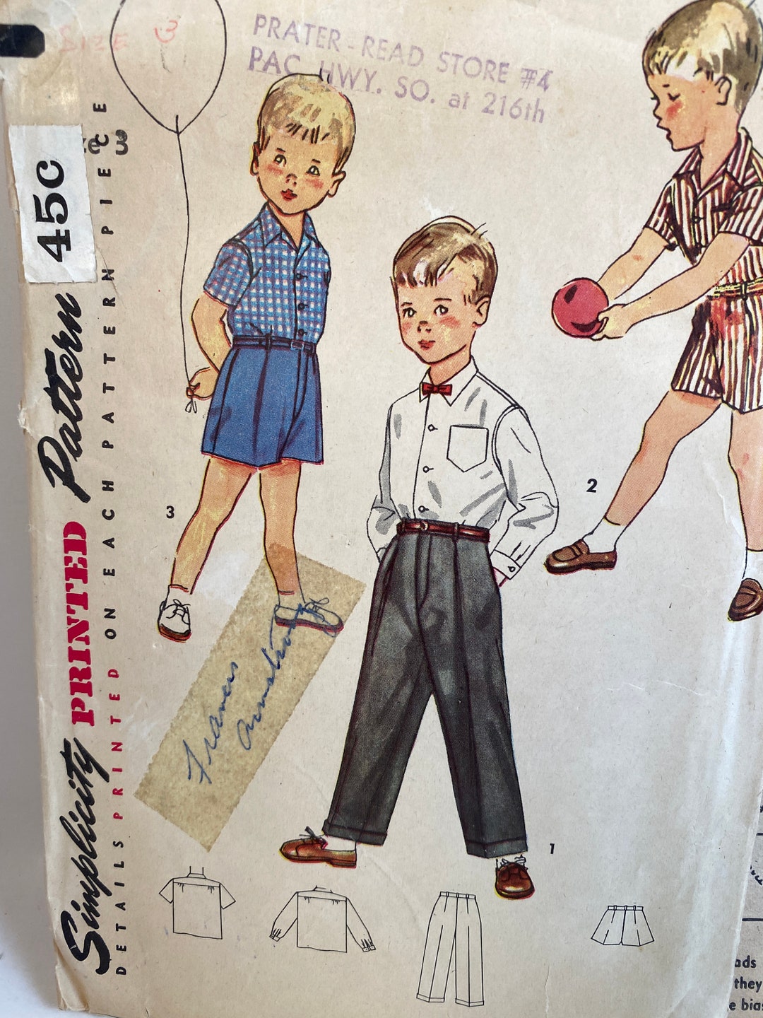 1950s Simplicity 4166 Boy's Shirt, Shorts & Trousers Sewing Pattern - Etsy