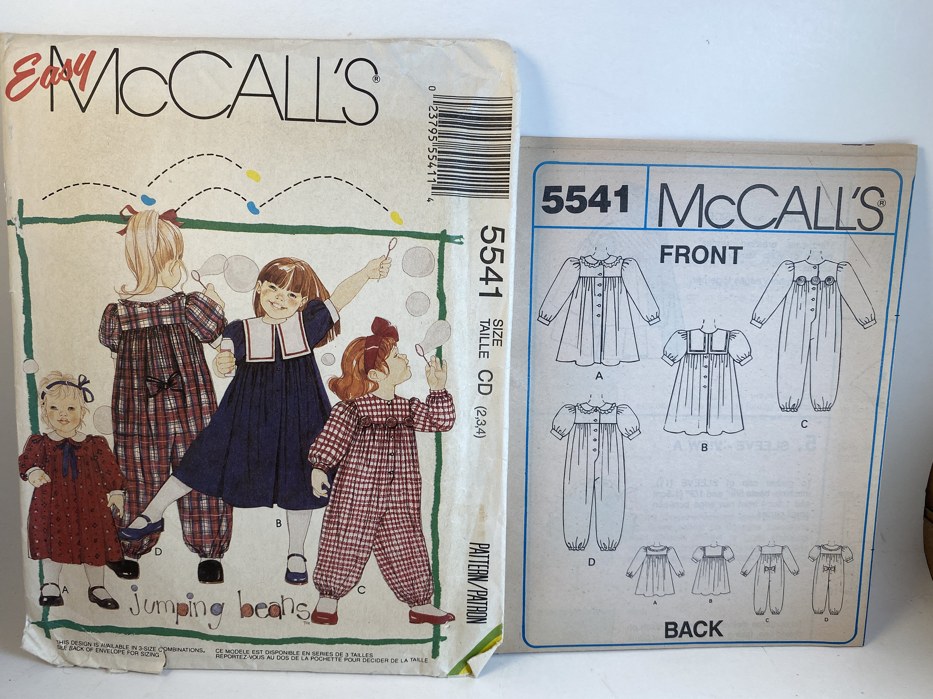 イメージ 90s Girl's Dress Sewing Pattern Mccall's 5541: Jumpsuit, Contrast