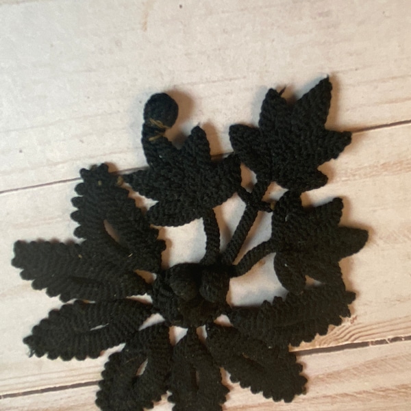 Black Flower embroidered Flower Applique, Black Flower Applique, Sweater Applique, Jacket applique, sewing Notion applique