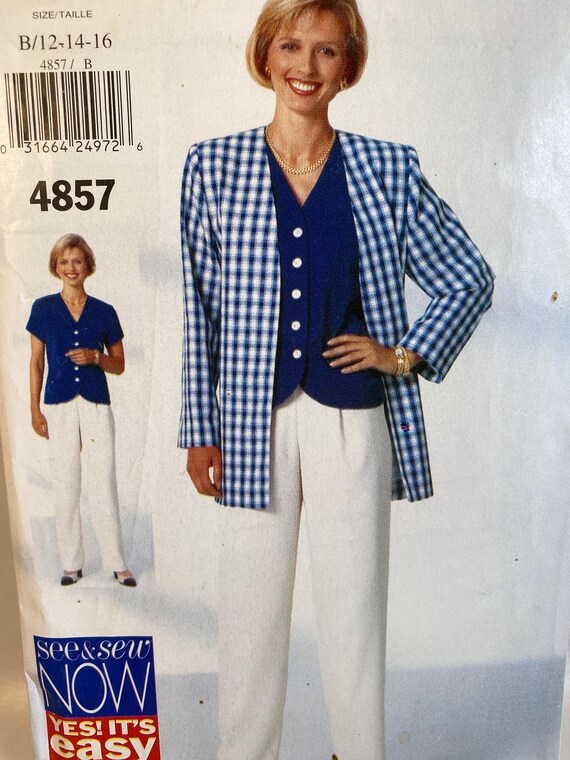 1990s Misses Jacket, See & Sew Butterick 4857, Sewing Pattern  