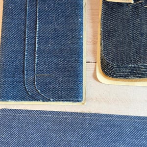 Lot of 4 Iron-On Levi Patches, Khaki and Levi Blue Denim Repair