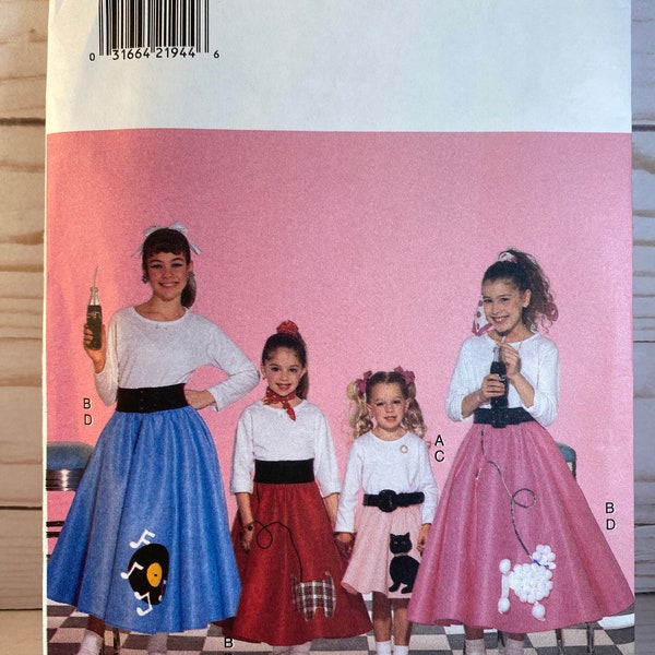 Girls 50s Skirt, Poodle skirt, Petticoat, Butterick 4113, Sewing Pattern