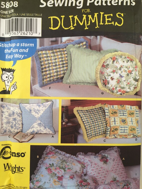 Couch Pillows Simplicity 5808 Sewing Pattern For Dummies Etsy