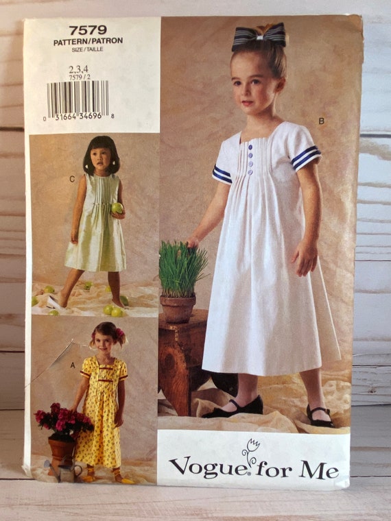 Girl s Dress Fitted A line Dress Below Mid knee vogue 7579 for Me Front Pleats Etsy Australia