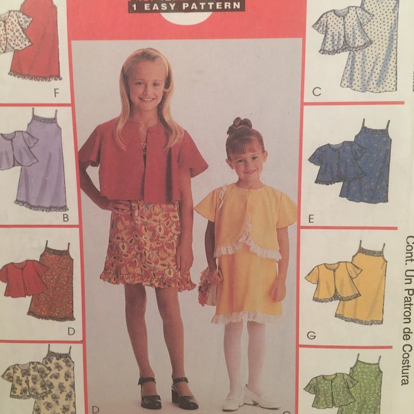 90s Girl's Slip Dress, McCall's 9226, Sewing Pattern, Lined Jacket, Curved Front, Button Jacket, 8 Looks 1 Pattern, Slip Over Dress, Dress