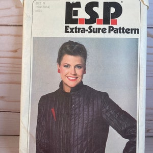 70s unlined Quilted Jacket, Simplicity 9305, Sewing Pattern, stand up collar, Extra Sure Pattern