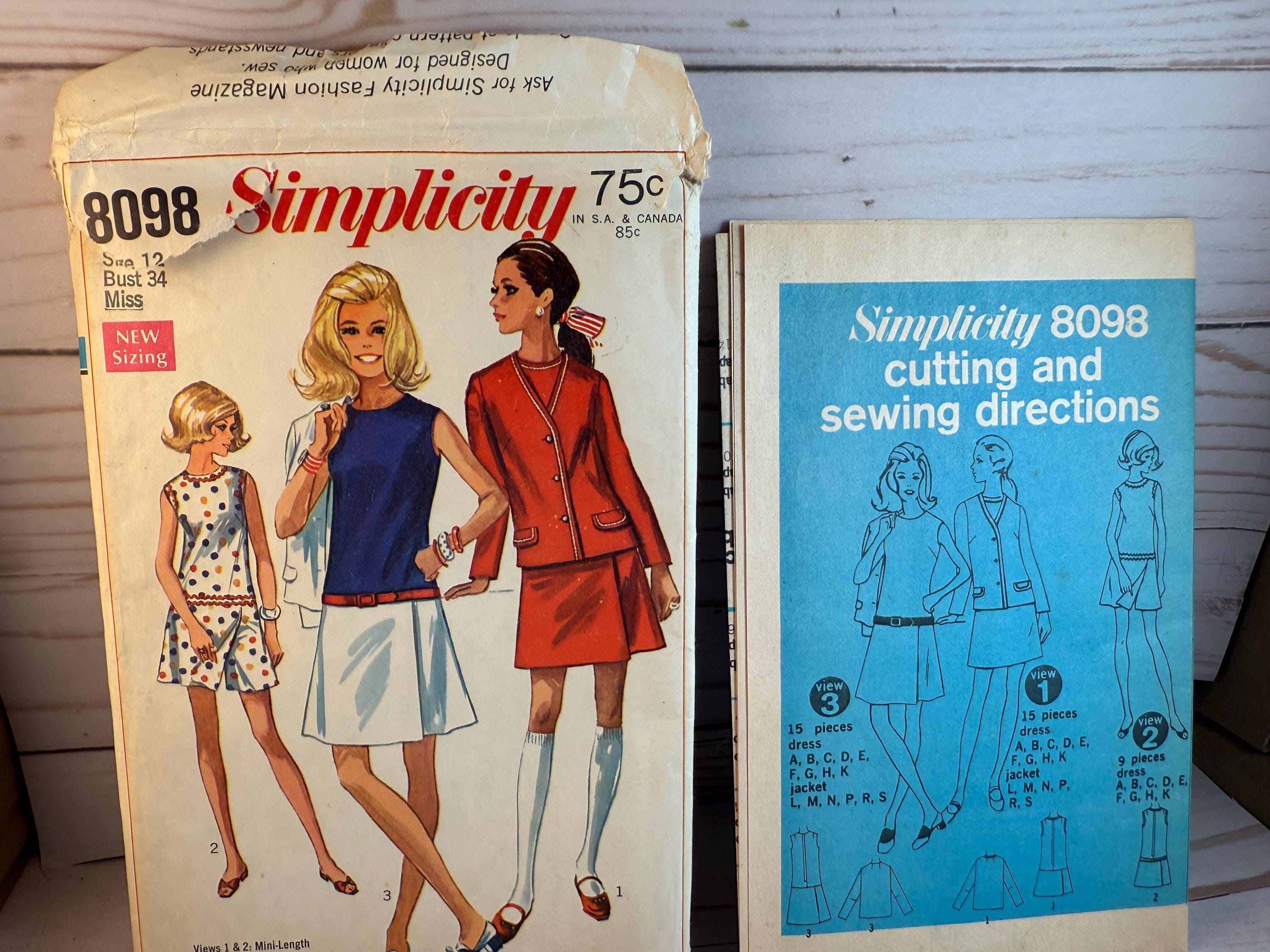 60s Culottes Dress Sewing Pattern: Simplicity 8098, Misses Size 12 - Etsy