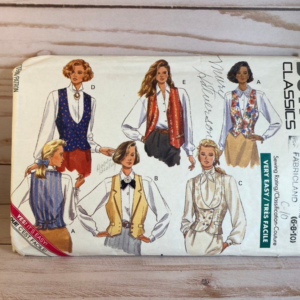 Chaleco Misses de los años 70, Butterick 4314, Patrón de costura, Fácil de coser, 6 estilos de chalecos