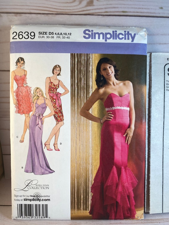 Simplicity 2639, Evening, Bridesmaid, Cocktail, Dress Strapless, Halter  ,spaghetti Strap, Boning, Flounce Sewing Pattern - Etsy