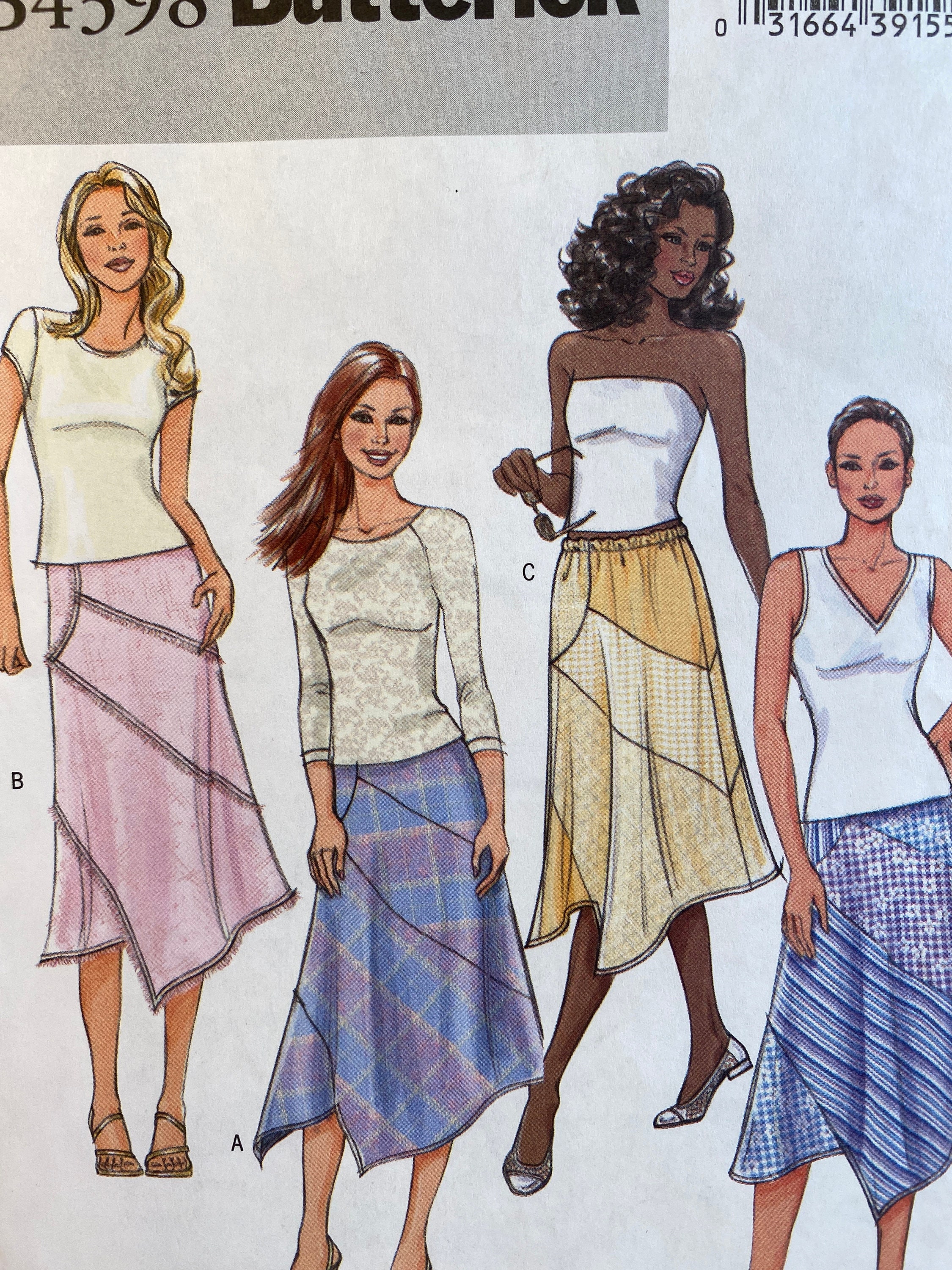 Misses Skirt Butterick 4398 Sewing Pattern A Line Below - Etsy